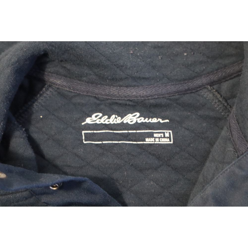Eddie Bauer Mens Quilted Pullover Navy Blue Snap Neck Sweatshirt EM32LK917 Sz M - Picture 4 of 6